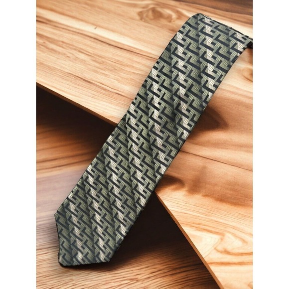 Arrow Other - Arrow 100% Silk Mens Tie Geometric Green Black New With Tags Vintage Pointed 57”